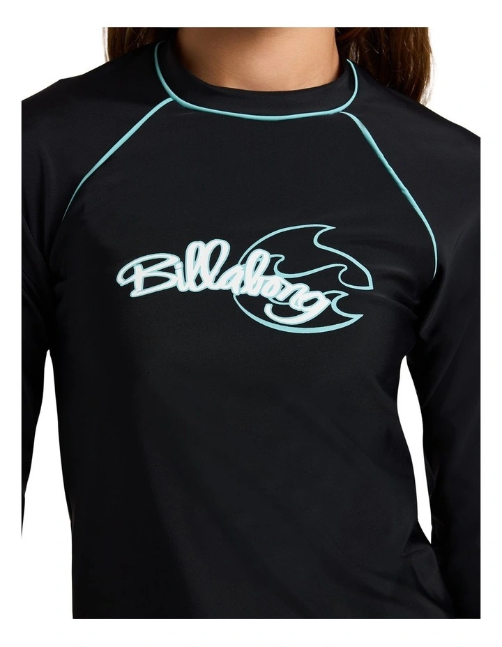 Girls 8-16 Saltwater Soul Long Sleeve Rashguard In Black Pebble image 4
