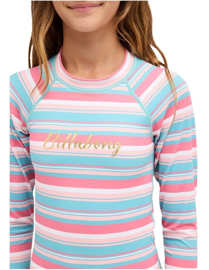 Girls 8-16 Forest Stripe Long Sleeve One Piece Rashguard In Multi image 4