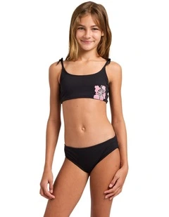 Girls 8-16 Waterlily Two Piece Swimsuit In Black Pebble