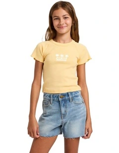 Girls 8-16 Palm Dreams Ringer T-Shirt In Sunbeam