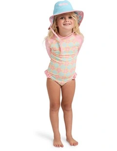 Girls 0-5 Sun Petals Long Sleeve Onepice Swimsuit In Sunbeam