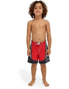 Boys 0-7 Groms Spec 73 Systems Pro 13 Inch Boardshorts In Core Red