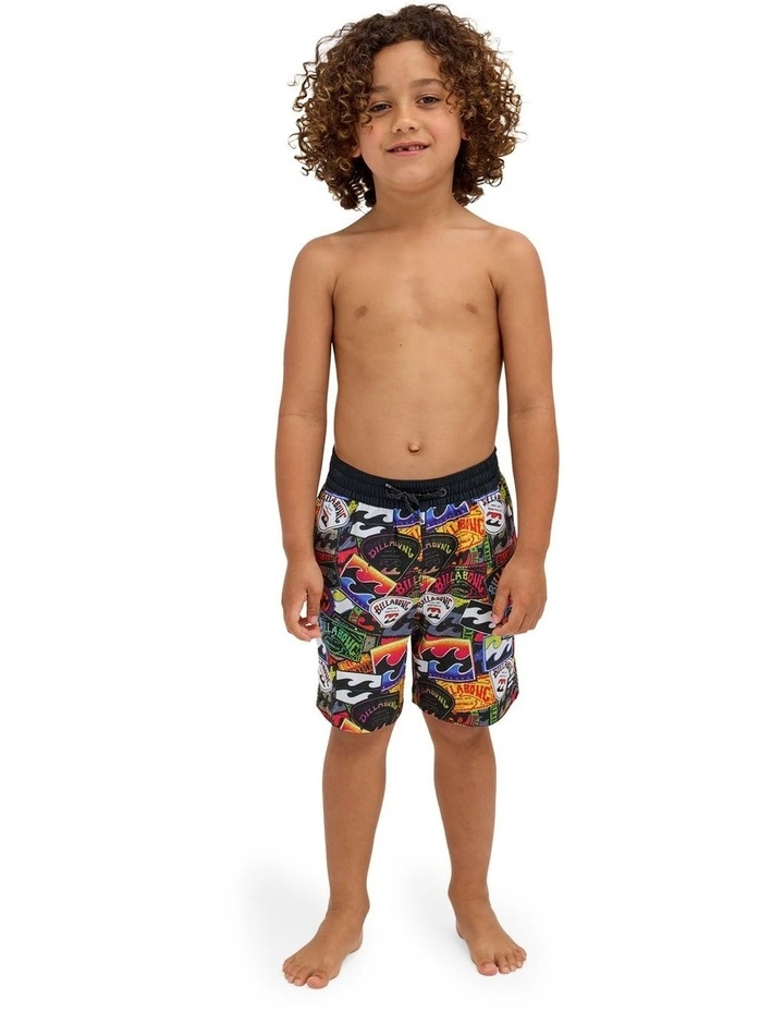 Boys 0-7 Groms Sticker Pack Layback 13 Inch Boardshorts In Multi image 1