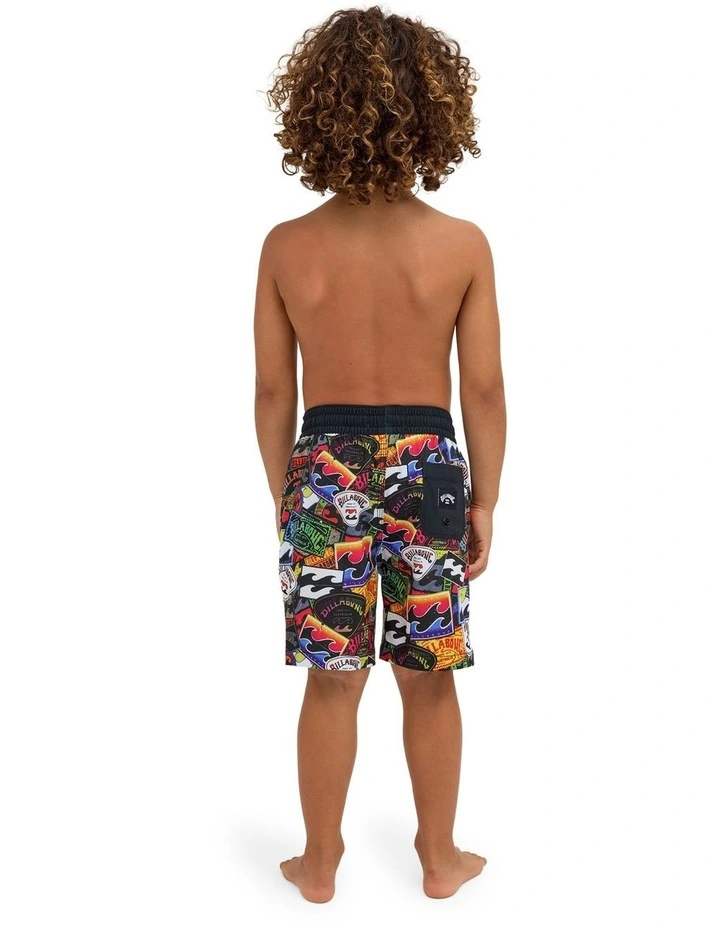 Boys 0-7 Groms Sticker Pack Layback 13 Inch Boardshorts In Multi image 2