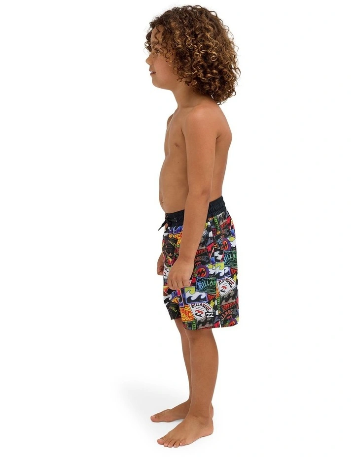 Boys 0-7 Groms Sticker Pack Layback 13 Inch Boardshorts In Multi image 3