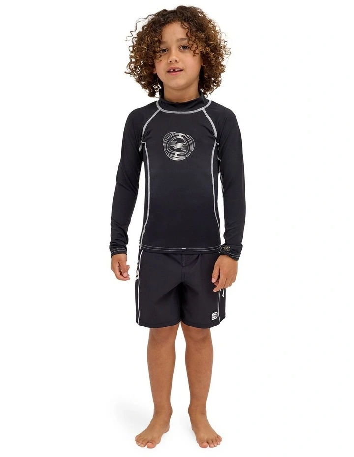 Boys 2-7 Groms Spec 73 UPF 50 Long Sleeve Rashguard In Black image 1