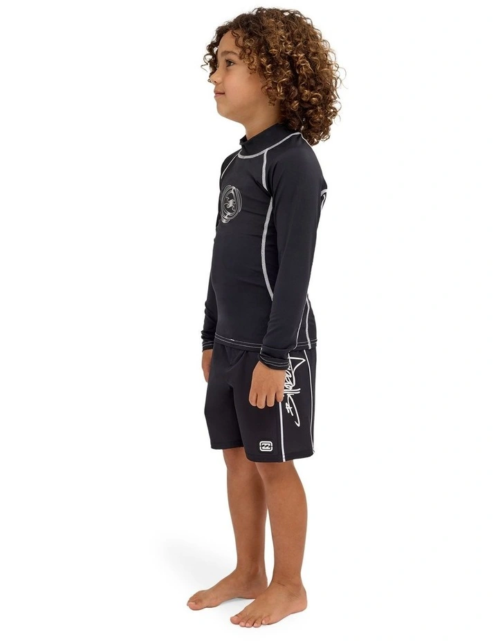 Boys 2-7 Groms Spec 73 UPF 50 Long Sleeve Rashguard In Black image 3