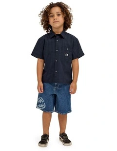 Boys 2-7 Groms Spec 73 Baggy Denim Shorts In Black