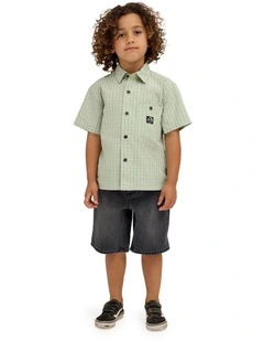 Boys 2-7 Groms Spec 73 Baggy Denim Shorts In Ocean Wash