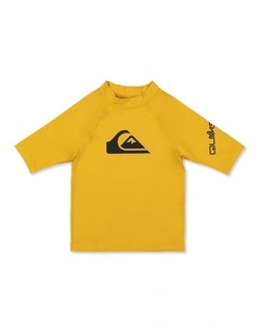 All Time Short Sleeve Rash Vest in Mineral Yellow