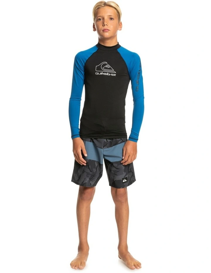 Quiksilver On Tour Long Sleeve UPF 50 Rash Vest in Blue MYER