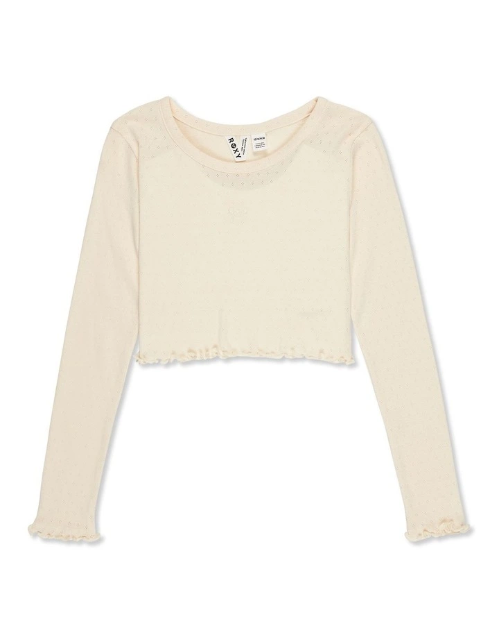 Hey Yeah Long Sleeve T-shirt in Beige image 1