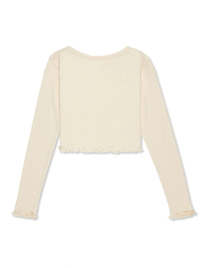 Hey Yeah Long Sleeve T-shirt in Beige image 2