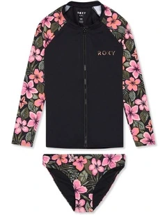 Active Floral Long Sleeve Onesie Rash Vest