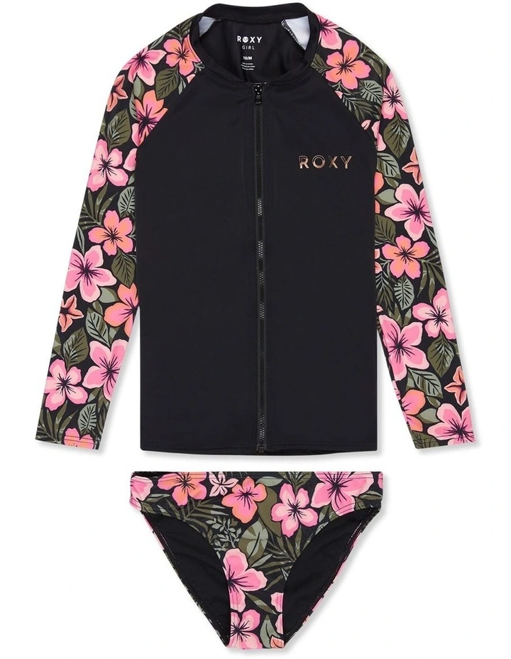 Active Floral Long Sleeve Onesie Rash Vest image 1