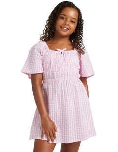 Daisy Check Mini Dress in Pink