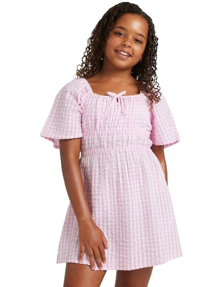 Daisy Check Mini Dress in Pink image 1