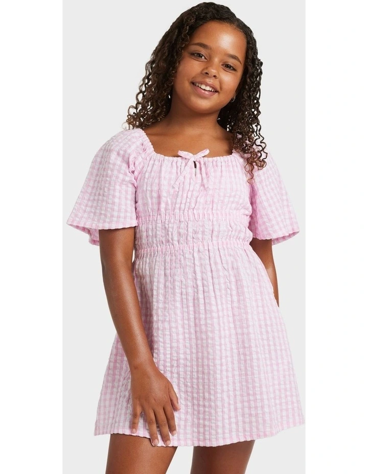 Daisy Check Mini Dress in Pink image 1