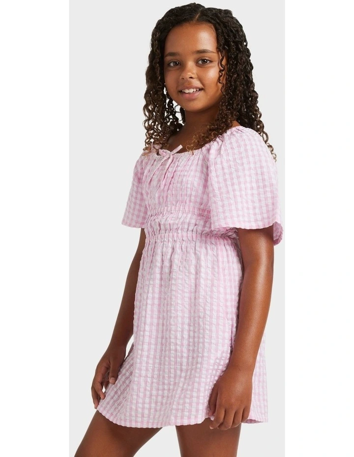 Daisy Check Mini Dress in Pink image 3