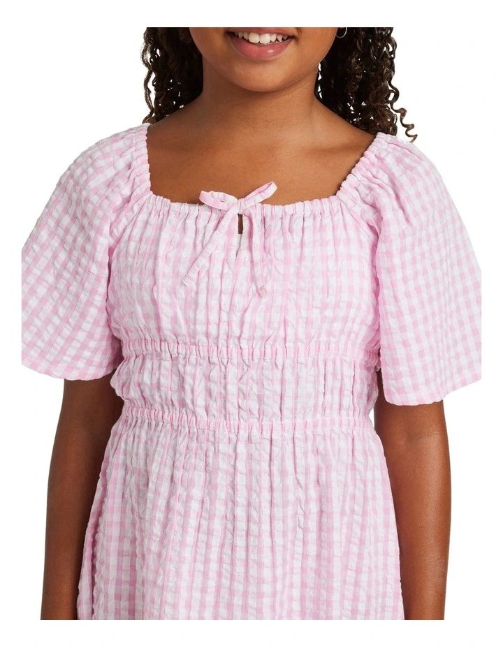 Daisy Check Mini Dress in Pink image 4