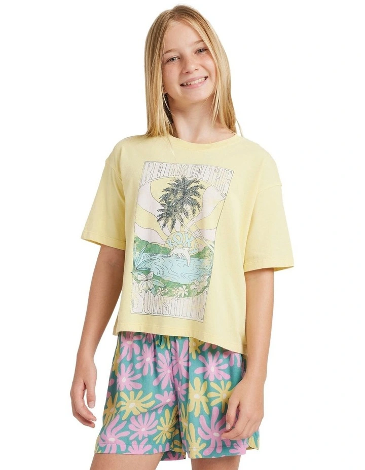 Lekeito Break Printed Elastic Waist Shorts in Green image 1