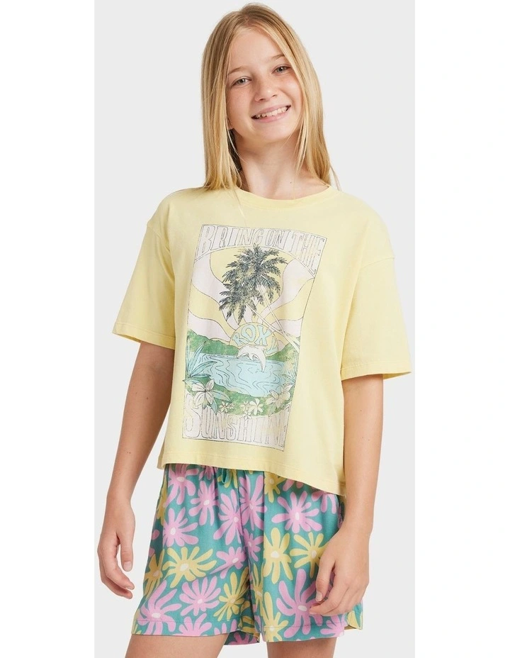 Lekeito Break Printed Elastic Waist Shorts in Green image 1