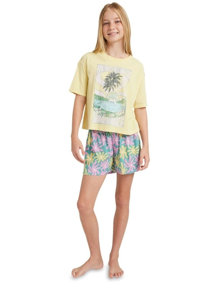 Lekeito Break Printed Elastic Waist Shorts in Green image 5