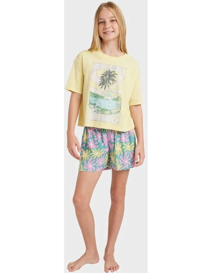 Lekeito Break Printed Elastic Waist Shorts in Green image 5