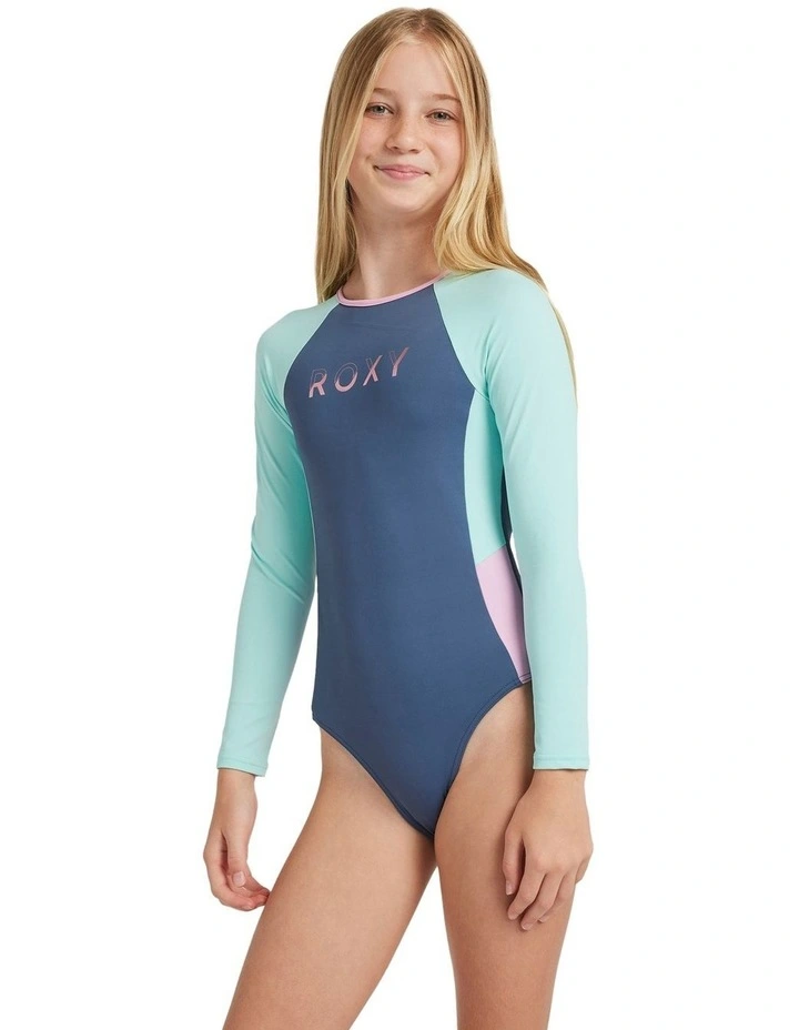 Colorblock One Piece Rash Vest in Indigo image 1
