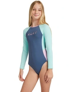 Colorblock One Piece Rash Vest in Indigo