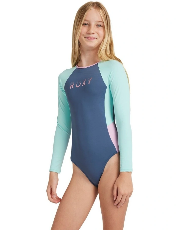 Colorblock One Piece Rash Vest in Indigo image 1