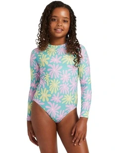 Flower Lover One Piece Rash Vest in Green