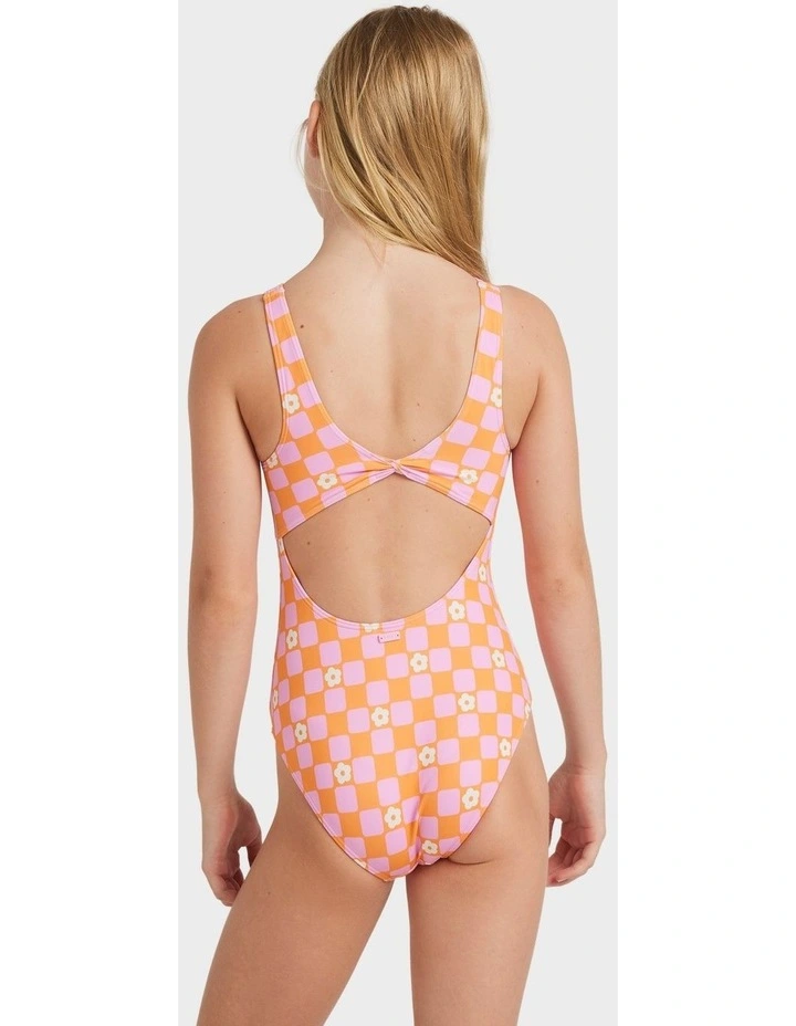 Flower Check One Piece in Orange image 2
