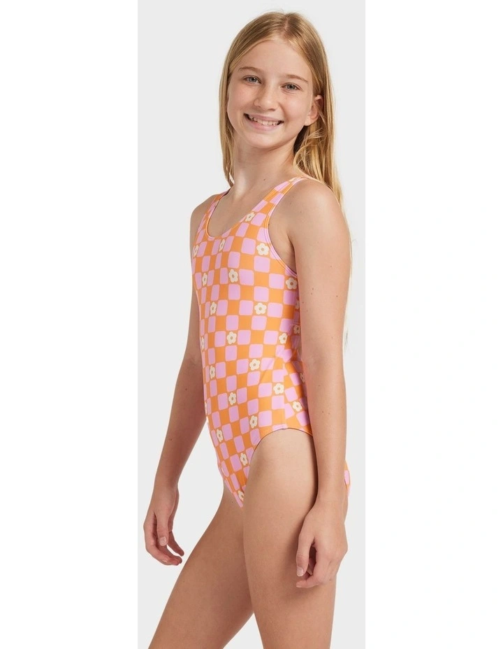 Flower Check One Piece in Orange image 3