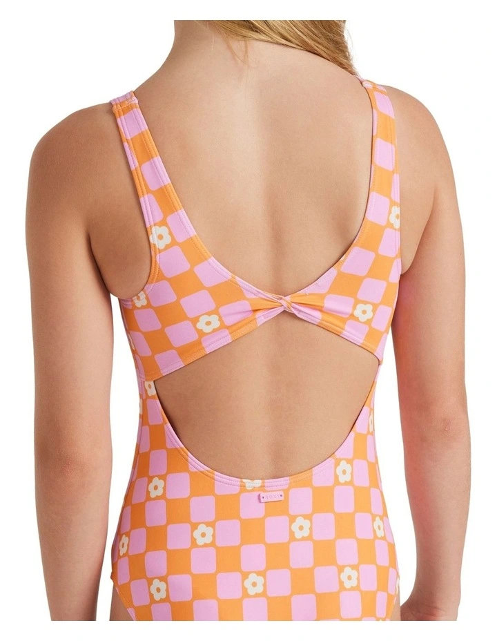 Flower Check One Piece in Orange image 4