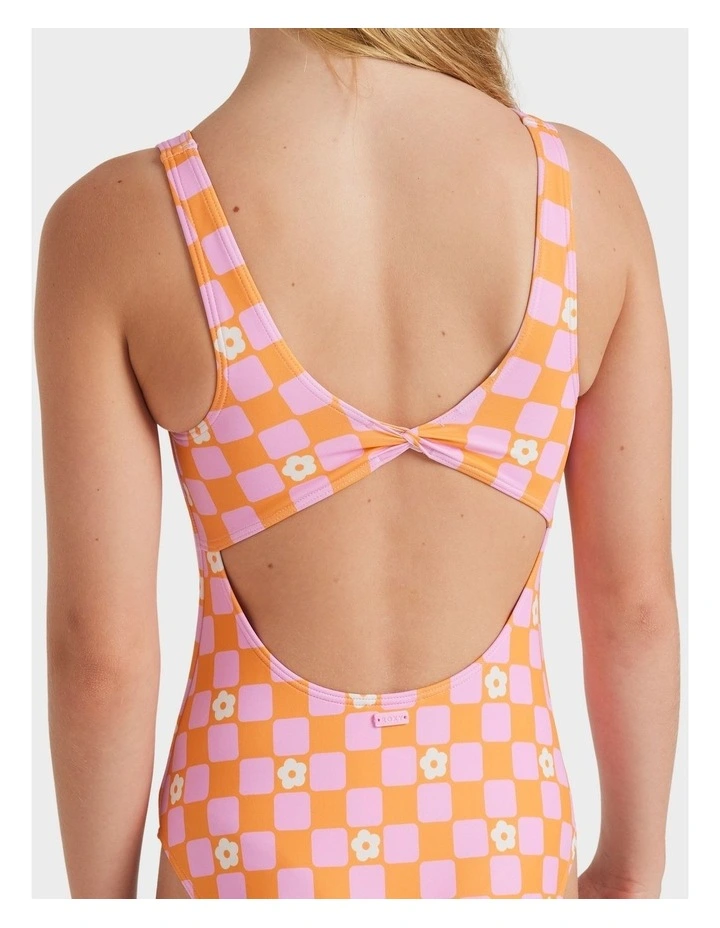 Flower Check One Piece in Orange image 4