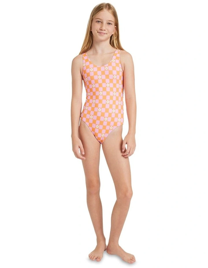 Flower Check One Piece in Orange image 5