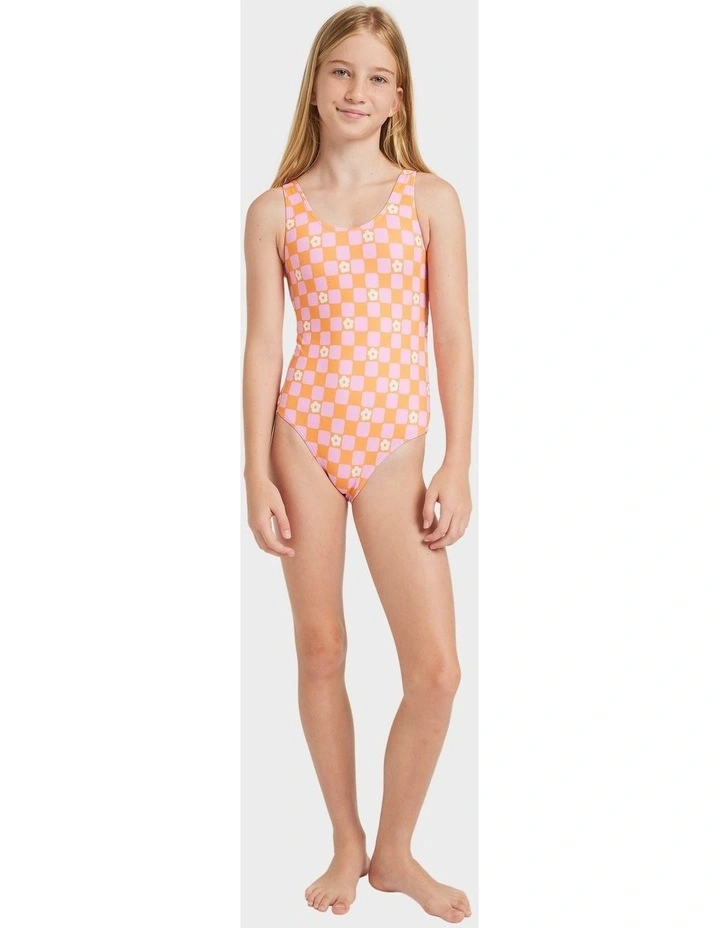 Flower Check One Piece in Orange image 5