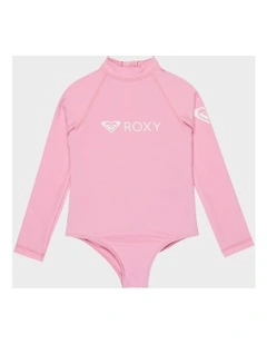 Heater Long Sleeve One Piece Rash Vest in Pink