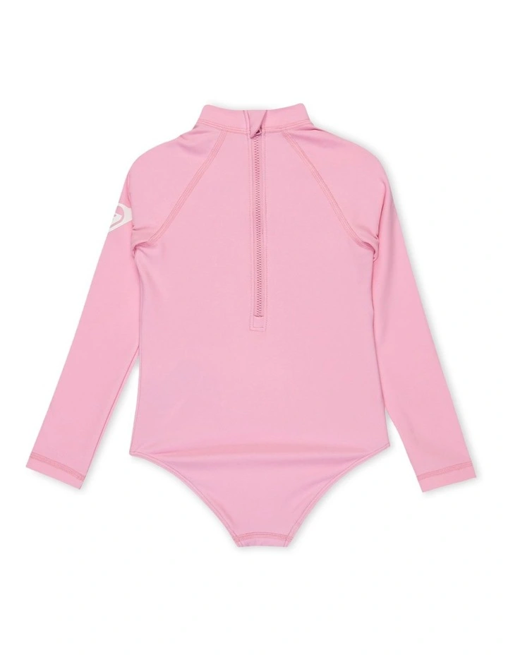 Heater Long Sleeve One Piece Rash Vest in Pink image 2