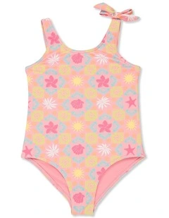 Check One Piece Swimsuit Pink