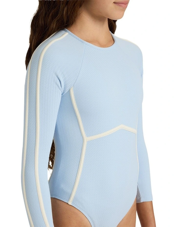 Girls 8-16 Kauai Long Sleeve One Piece Swimsuit In Pink image 4