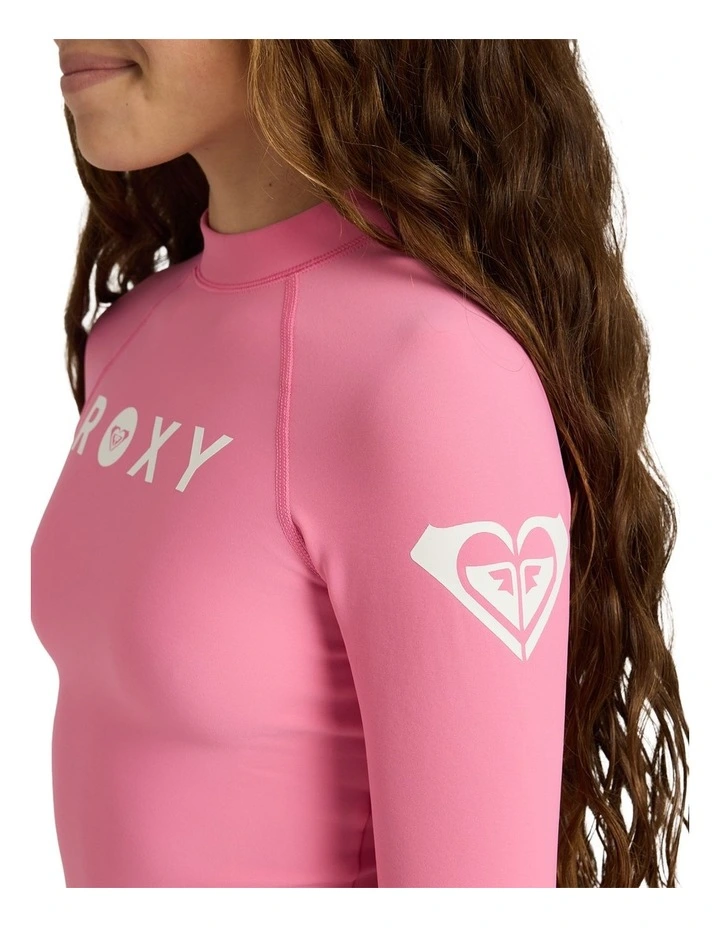 Girls 8-16 Heater Long Sleeve Rashguard in Pink image 4