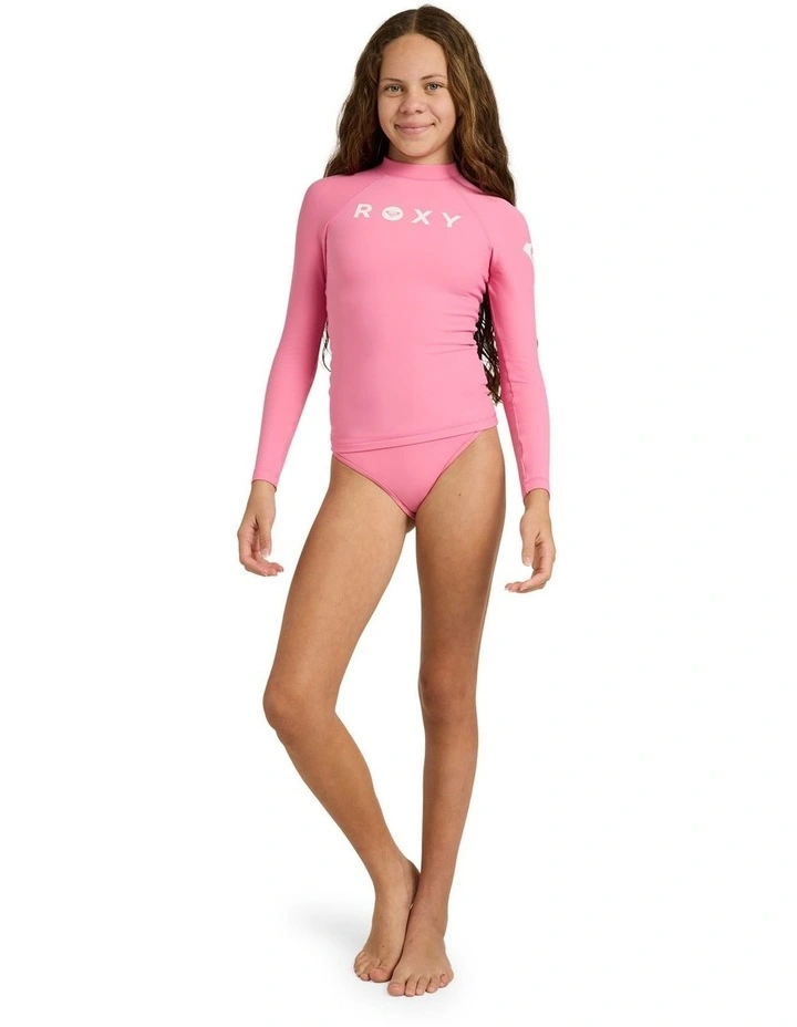 Girls 8-16 Heater Long Sleeve Rashguard in Pink image 5