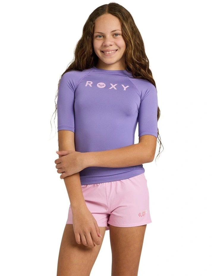 Girls 8-16 Essential Short Sleeve Rashguard in Purple image 1