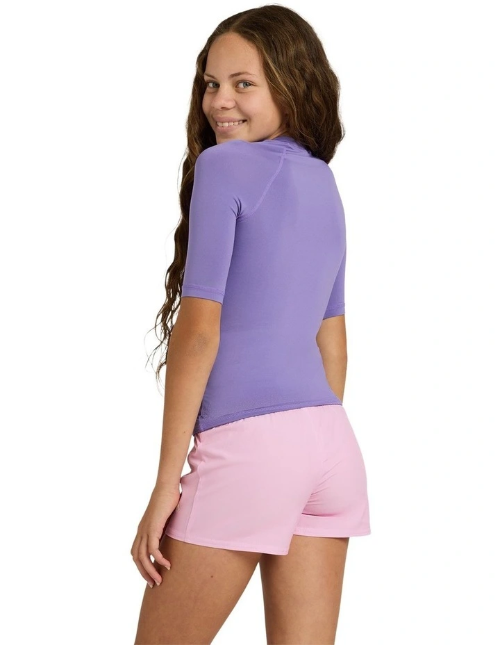 Girls 8-16 Essential Short Sleeve Rashguard in Purple image 2