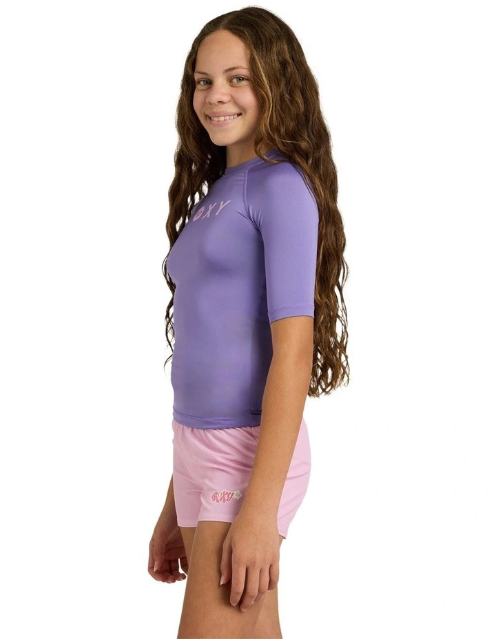 Girls 8-16 Essential Short Sleeve Rashguard in Purple image 3