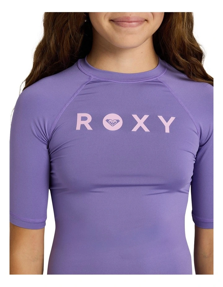 Girls 8-16 Essential Short Sleeve Rashguard in Purple image 4