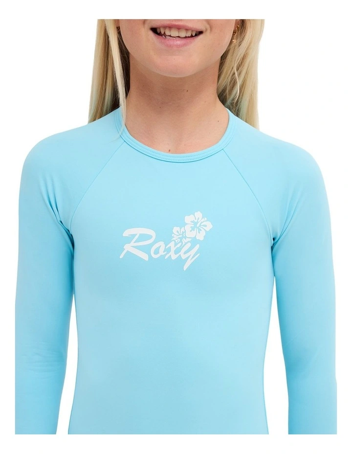 Girls 8-16 Summer Wave Long Sleeve One Piece Swimsuit In Blue image 4