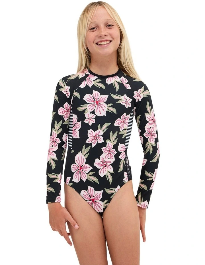Girls 8-16 Of The Pacific Long Sleeve One Piece Swimsuit in Assorted image 1